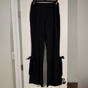 VENUS Elegant Black Wide Leg Pants with Bow Details